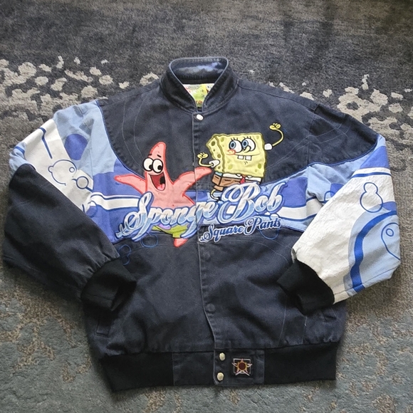 Jeff Hamilton SpongeBob SquarePants  Jean Jacket,Navy, Light Blue Size M Unisex - Picture 1 of 15